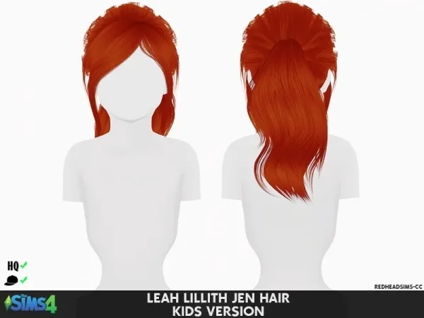 Alpha LEAH LILLITH JEN HAIR KIDS VERSION by redheadsims - The Sims 4 Custom Content