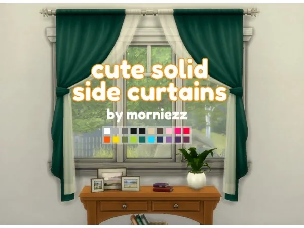 Maxis Match Cute Solid SIde Curtains - The Sims 4 Custom Content