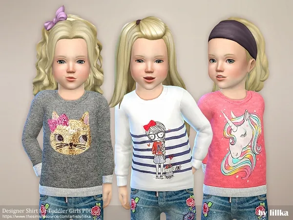 Alpha Designer Shirt for Toddler Girls P06 - The Sims 4 Custom Content