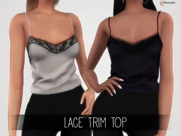 Alpha Elliesimple Lace Trim Top by elliesimple - The Sims 4 Custom Content