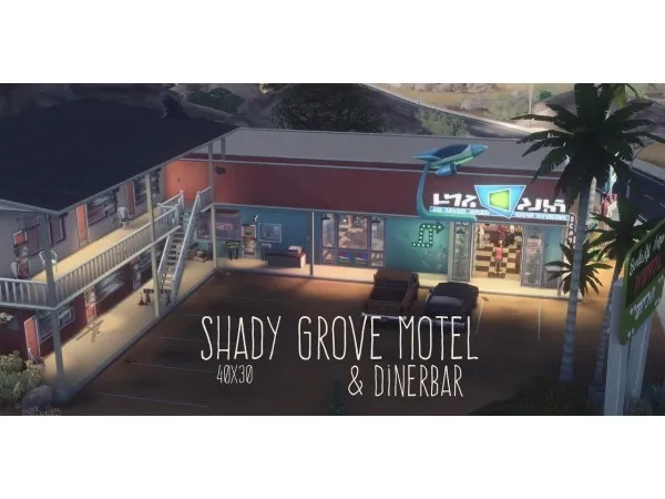 Maxis Match SHADY GROVE MOTEL DINERBAR - The Sims 4 Custom Content