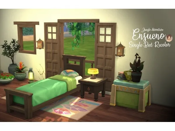 Alpha Jungle Adventure Single Bed Recolor - The Sims 4 Custom Content
