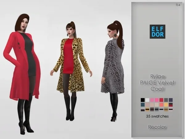 Alpha Ryllae PAIGE Velvet Coat Recolor - The Sims 4 Custom Content