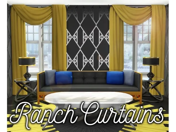 Alpha RANCH CURTAINS IN THE COTTAGE GARDEN PALETTE - The Sims 4 Custom Content