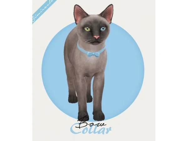 Alpha Bow Collar Cats - The Sims 4 Custom Content