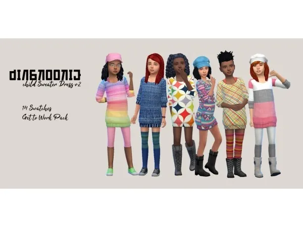 Alpha Child Sweater Dress V2 - The Sims 4 Custom Content