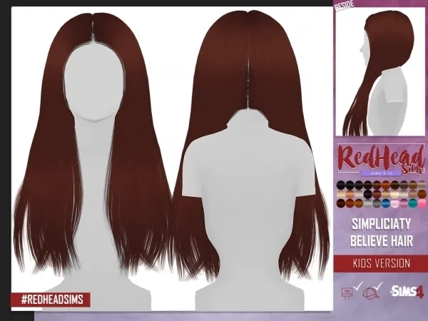 Alpha SIMPLICIATY BELIEVE HAIR KIDS VERSION by redheadsims - The Sims 4 Custom Content