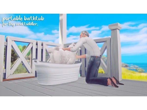 Mix Portable bathtub for Dog and Toddler - The Sims 4 Custom Content