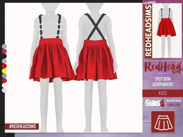 Alpha TPLP BOW SUSPENDERS SKIRT by redheadsims - The Sims 4 Custom Content