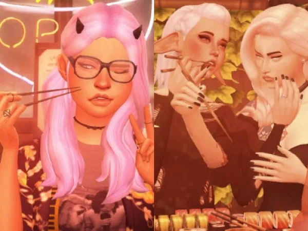Maxis Match Sushi Night Pose Pack - The Sims 4 Custom Content