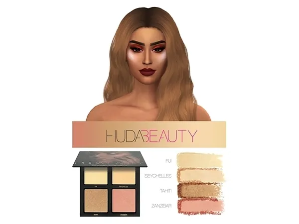 Alpha HUDA BEAUTY 3D HIGHLIGHTER PALETTE - The Sims 4 Custom Content
