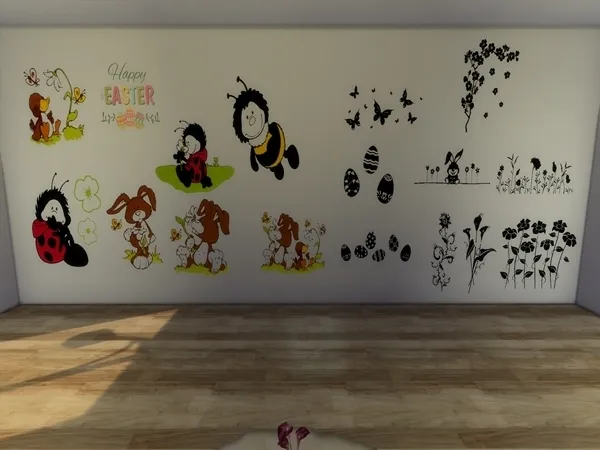 Alpha Spring and Easter Wall Windows Tattoos - The Sims 4 Custom Content
