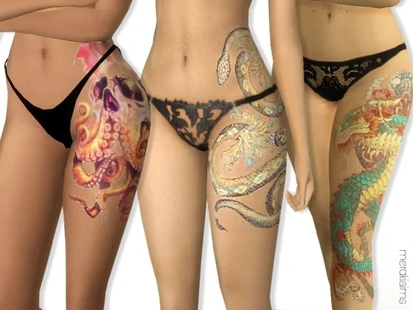 Alpha Thigh tattoos - The Sims 4 Custom Content