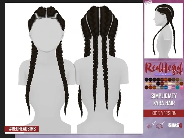 Alpha SIMPLICIATY KYRA HAIR KIDS VERSION by redheadsims - The Sims 4 Custom Content