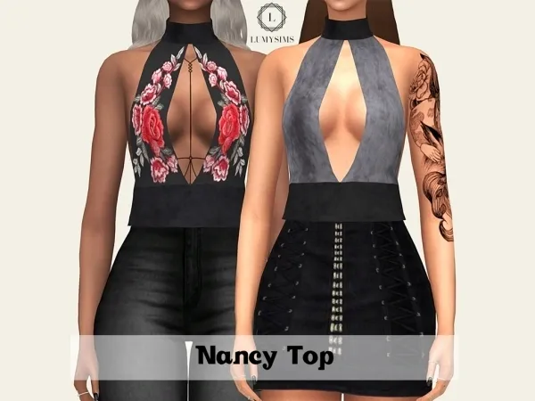 Alpha Nancy Top by lumysims - The Sims 4 Custom Content