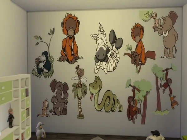 Alpha Safari Kids Wall Tattoos V1 - The Sims 4 Custom Content