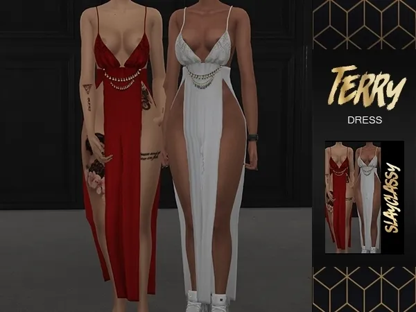 Alpha SlayClassy TERRY DRESS by slayclassy - The Sims 4 Custom Content