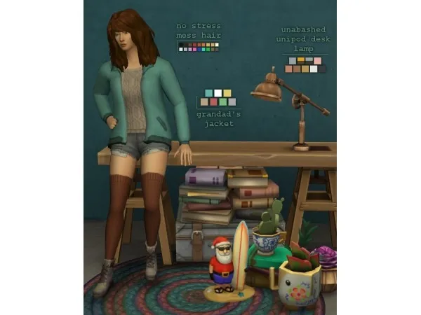 Maxis Match No Stress Mess Hair Grandads Jacket Unabashed Unipod Desk Lamp - The Sims 4 Custom Content