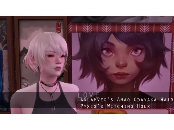Alpha Amao Odayaka Short Bob Hair - The Sims 4 Custom Content
