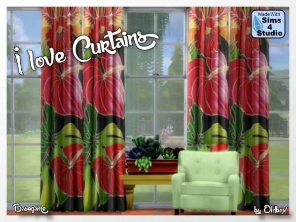 Alpha I love Curtains - The Sims 4 Custom Content