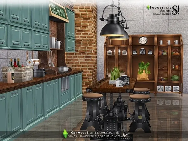 Alpha Industrial Kitchen extras by thesimsresource - The Sims 4 Custom Content