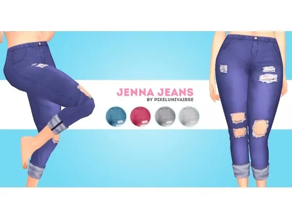 Maxis Match Jenna (Distressed Cuffed Jeans) - The Sims 4 Custom Content