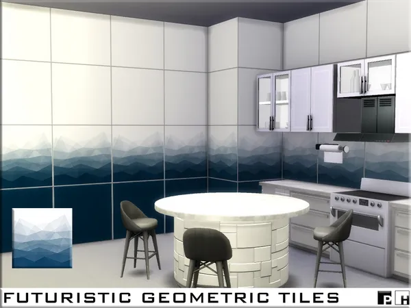 Alpha Futuristic Geometric Tiles - The Sims 4 Custom Content