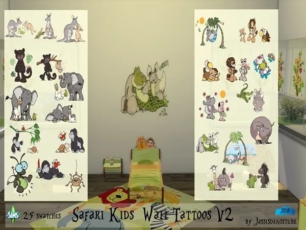 Alpha Safari Kids Wall Tattoos V2 - The Sims 4 Custom Content