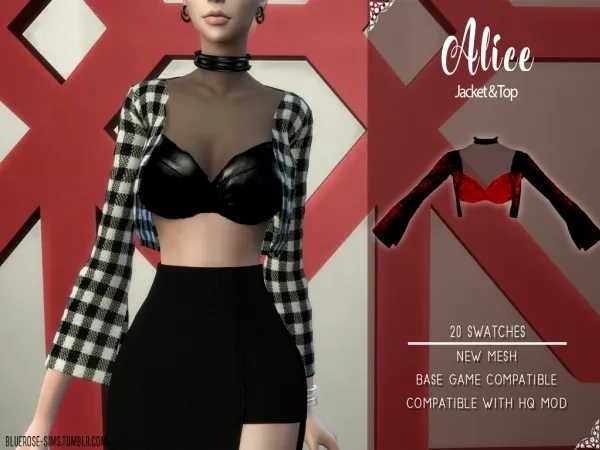 Alpha BlueRose Alice JacketTop by bluerose-sims - The Sims 4 Custom Content
