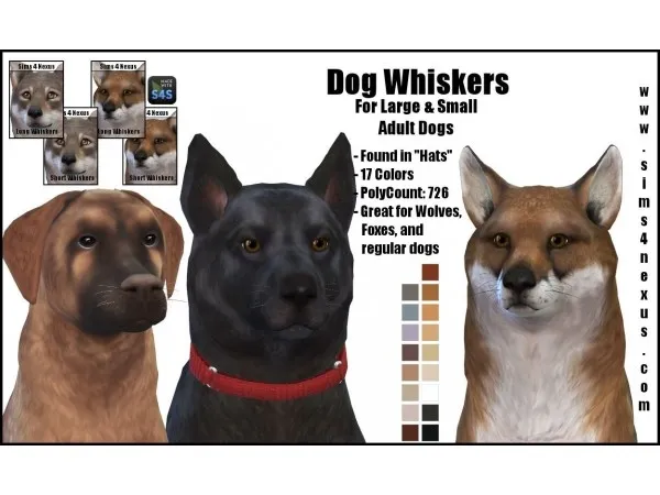 Alpha Dog Whiskers For Large Small Dogs by sims4nexus - The Sims 4 Custom Content