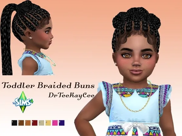 Alpha Toddler Braided Buns - The Sims 4 Custom Content
