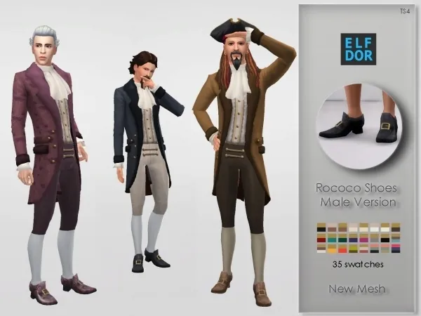 Alpha Rococo Shoes For Men by Elfdor - The Sims 4 Custom Content