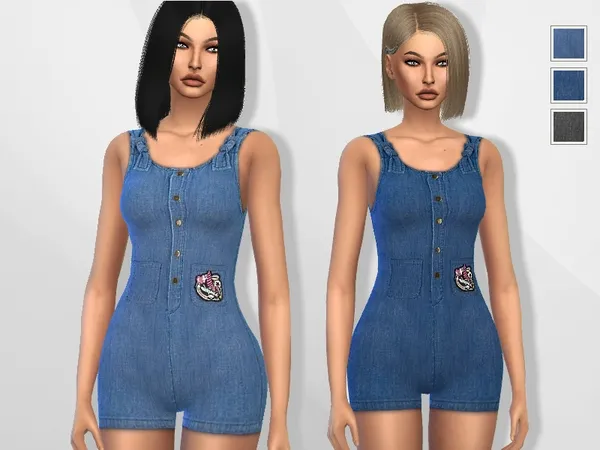 Alpha Cute Denim Romper - The Sims 4 Custom Content