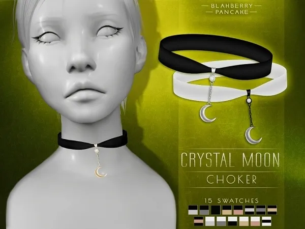 Alpha Crystal Moon Choker Blaberry Pancake - The Sims 4 Custom Content