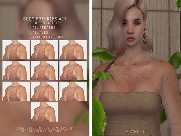 Alpha Body freckles 01 - The Sims 4 Custom Content
