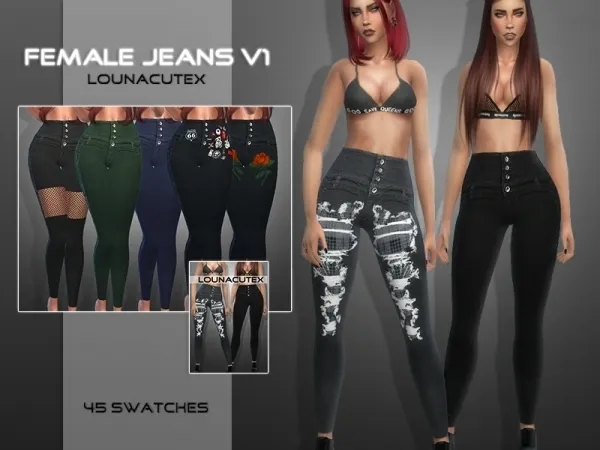 Alpha Female Jeans V1 Lounacutex - The Sims 4 Custom Content