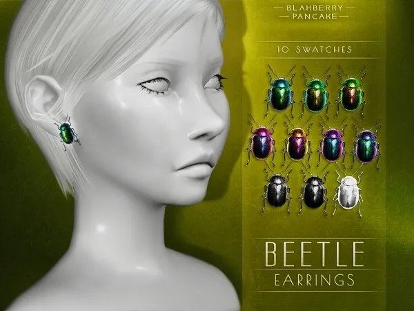 Alpha Beetle Earrings Blahberry Pancake - The Sims 4 Custom Content