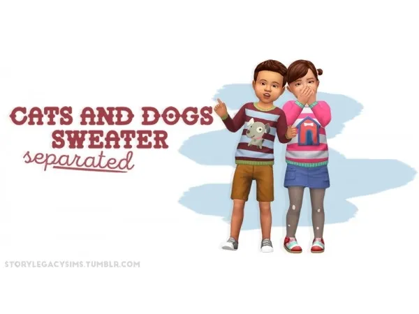 Alpha Cats and dogs sweater separated by storylegacysims - The Sims 4 Custom Content