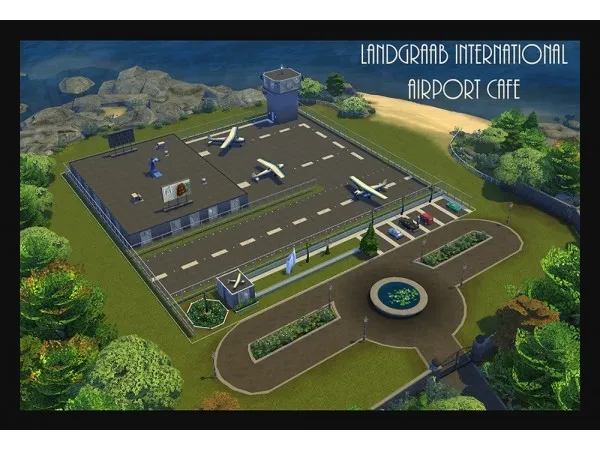 Alpha Landgraab International Airport Cafe Lot NO by Simmiller - The Sims 4 Custom Content