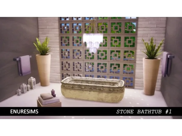 Alpha STONE BATHTUB style by enure - The Sims 4 Custom Content