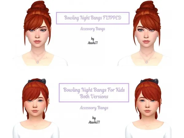 Maxis Match Bowling Night Bangs Two Versions for Child Adult by atashi77 - The Sims 4 Custom Content