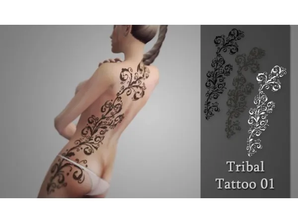 Mix Tribal Tattoo 01 by quirkykyimu - The Sims 4 Custom Content