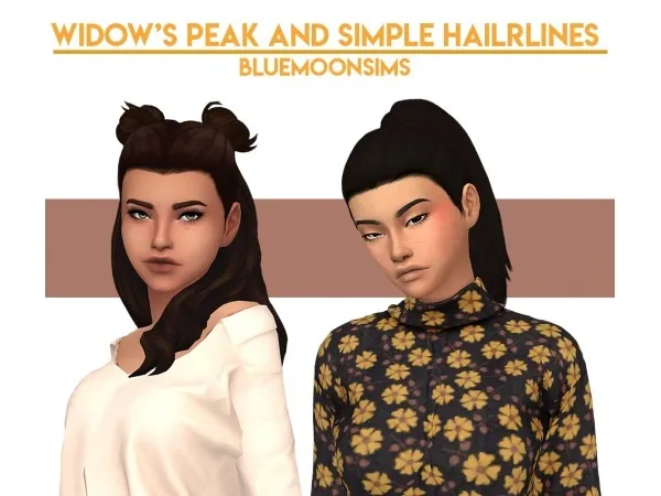 Maxis Match Widows Peak and Simple Hairlines by onceabluemoonsim - The Sims 4 Custom Content