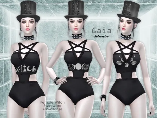 Alpha GAIA Witch Swimwear FM - The Sims 4 Custom Content