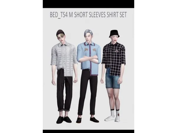 Mix BED_TS4 M short sleeves shirt set - The Sims 4 Custom Content