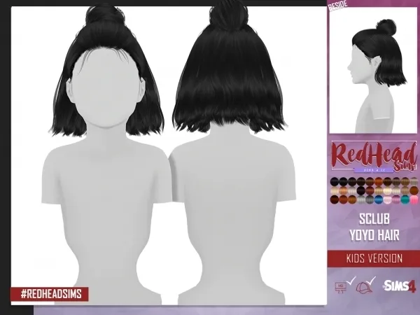 Alpha S CLUB YOYO HAIR KIDS VERSION - The Sims 4 Custom Content