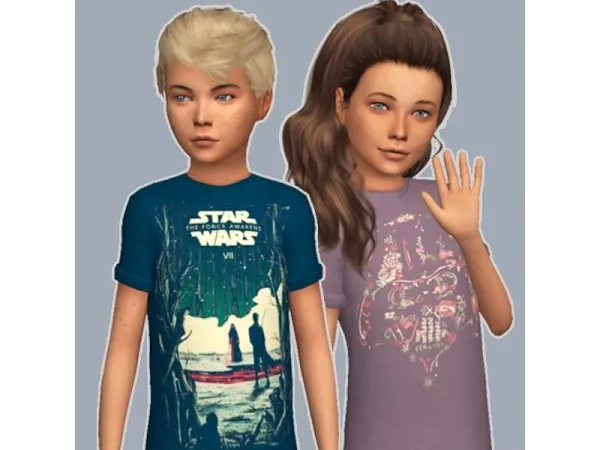 Alpha Kids Unisex Star Wars T Shirts by spnsimmer - The Sims 4 Custom Content