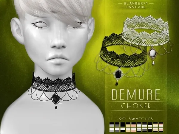Alpha Demure Choker Blahberry Pancake by blahberry-pancake - The Sims 4 Custom Content