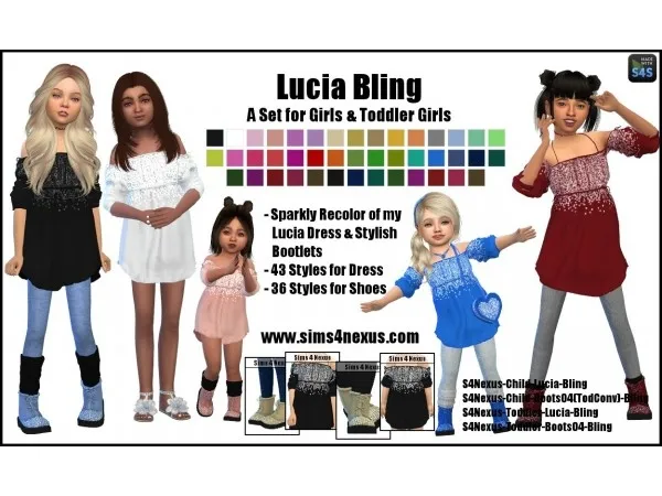 Alpha Lucia Bling A Set for Girls Toddler Girls by simsfinds - The Sims 4 Custom Content