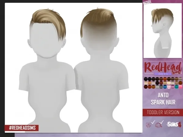 Alpha ANTO SPARK HAIR TODDLER VERSION - The Sims 4 Custom Content